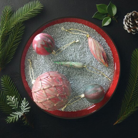 Textured Christmas Ornaments Set of 15 - Picture 4 of 4
